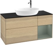 Тумба під раковину Villeroy & Boch Finion 120х50,1 см з підсвічуванням МДФ шпон дуба/скло чорне матове F952GMPC