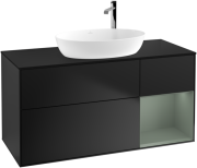 Тумба під раковину Villeroy & Boch Finion 120х50,1 см з підсвічуванням МДФ чорний матовий лак/скло чорне матове F952GMPD