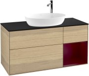 Тумба під раковину Villeroy & Boch Finion 120х50,1 см з підсвічуванням МДФ шпон дуба/скло чорне матове F952HBPC