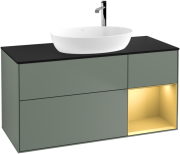 Тумба під раковину Villeroy & Boch Finion 120х50,1 см із підсвічуванням МДФ оливковий матовий лак/скло чорне матове F952HFGM