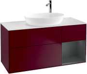 Тумба під раковину Villeroy & Boch Finion 120х50,1 см з підсвічуванням МДФ півонія матовий лак/скло чорне матове F951HGHB