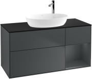 Тумба під раковину Villeroy & Boch Finion 120х50,1 см із підсвічуванням МДФ темно-синій матовий лак/скло чорне матове F952HGHG