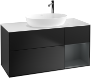 Тумба під раковину Villeroy & Boch Finion 120х50,1 см із підсвічуванням МДФ чорний матовий лак/скло біле матове F951HGPD