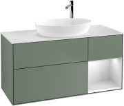 Тумба під раковину Villeroy & Boch Finion 120х50,1 см із підсвічуванням МДФ оливковий матовий лак/скло біле матове F951MTGM