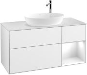 Тумба под раковину Villeroy & Boch Finion 120х50,1 см с подсветкой МДФ глянцевый белый лак/стекло белое матовое G951GFGF