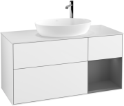 Тумба под раковину Villeroy & Boch Finion 120х50,1 см с подсветкой МДФ глянцевый белый лак/стекло белое матовое G951GKGF