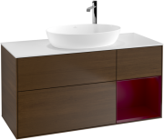 Тумба під раковину Villeroy & Boch Finion 120х50,1 см із підсвічуванням МДФ шпон волоського горіха/скло біле матове G951HBGN