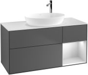 Тумба під раковину Villeroy & Boch Finion 120х50,1 см з підсвічуванням антрацит матовий лак/скло біле матове G951MTGK