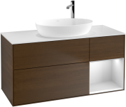 Тумба під раковину Villeroy & Boch Finion 120х50,1 см із підсвічуванням МДФ шпон волоського горіха/скло біле матове G951MTGN