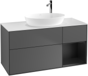 Тумба під раковину Villeroy & Boch Finion 120х50,1 см з підсвічуванням антрацит матовий лак/скло біле матове G951PDGK