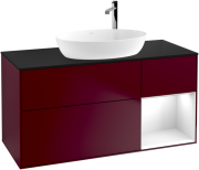 Тумба под раковину Villeroy & Boch Finion 120х50,1 см с подсветкой МДФ пион матовый лак/стекло черное матовое G952GFHB