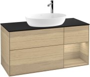 Тумба под раковину Villeroy & Boch Finion 120х50,1 см с подсветкой МДФ шпон дуба/стекло черное матовое F952PCPC