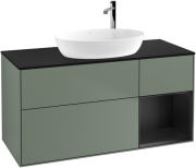 Тумба під раковину Villeroy & Boch Finion 120х50,1 см із підсвічуванням МДФ оливковий матовий лак/скло чорне матове F952PDGM