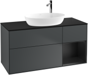 Тумба під раковину Villeroy & Boch Finion 120х50,1 см із підсвічуванням МДФ темно-синій матовий лак/скло чорне матове F952PDHG