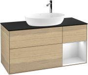 Тумба під раковину Villeroy & Boch Finion 120х50,1 см із підсвічуванням МДФ шпон дуба/скло чорне матове F952MTPC