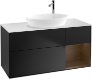 Тумба под раковину Villeroy & Boch Finion 120х50,1 см с подсветкой МДФ черный матовый лак/стекло белое матовое G951GNPD