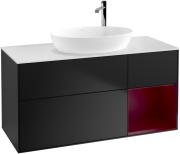 Тумба під раковину Villeroy & Boch Finion 120х50,1 см із підсвічуванням МДФ чорний матовий лак/скло біле матове G951HBPD