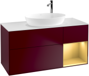 Тумба под раковину Villeroy & Boch Finion 120х50,1 см с подсветкой МДФ пион матовый лак/стекло белое матовое G951HFHB