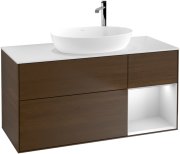 Тумба под раковину Villeroy & Boch Finion 120х50,1 см с подсветкой МДФ шпон грецкого ореха/стекло белое матовое G951MTGN