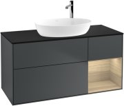 Тумба під раковину Villeroy & Boch Finion 120х50,1 см із підсвічуванням МДФ темно-синій матовий лак/скло чорне матове F952PCHG