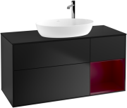 Тумба под раковину Villeroy & Boch Finion 120х50,1 см с подсветкой МДФ черный матовый лак/стекло черное матовое G952HBPD