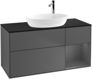 Тумба під раковину Villeroy & Boch Finion 120х50,1 см з підсвічуванням антрацит матовий лак/скло чорне матове G952GKGK