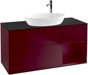 Тумба под раковину Villeroy & Boch Finion 120х50,1 см с подсветкой МДФ пион матовый лак/стекло черное матовое G952HBHB