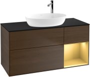 Тумба под раковину Villeroy & Boch Finion 120х50,1 см с подсветкой МДФ шпон грецкого ореха/стекло черное матовое G952HFGN