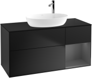 Тумба под раковину Villeroy & Boch Finion 120х50,1 см с подсветкой МДФ черный матовый лак/стекло черное матовое G952GKPD