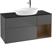 Тумба под раковину Villeroy & Boch Finion 120х50,1 см с подсветкой МДФ антрацит матовый лак/стекло черное матовое G952GNGK