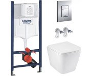 Система инсталляции Grohe Rapid SL 3 в 1 с клавишей унитазом Kroner Eifel и крышкой KE523629WHIR