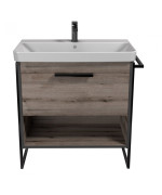 Тумба Мойдодыр Denver 80-A с опорами и полотенцедержателем с раковиной Vivace ДСП дуб эвок 00-0008453