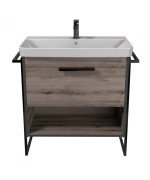 Тумба Мойдодыр Denver 80-A с опорами и полотенцедержателями с раковиной Vivace ДСП дуб эвок 00-0008454