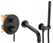 Змішувач для ванної кімнати Rea Lungo одноважільний з душовим гарнітуром чорний REA-P6300