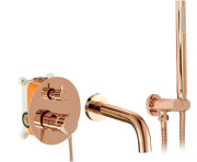Змішувач для ванної кімнати Rea Lungo одноважільний з душовим гарнітуром рожеве золото REA-B6930