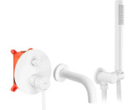 Змішувач для ванної кімнати Rea Lungo одноважільний з душовим гарнітуром білий матовий REA-B6440