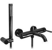 Змішувач для ванної кімнати Rea Lungo одноважільний з душовим гарнітуром чорний глянсовий REA-B4422