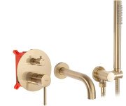 Змішувач для ванної кімнати Rea Lungo одноважільний з душовим гарнітуром матове золото REA-B7503