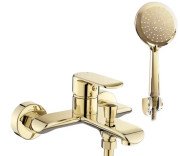 Змішувач для ванної кімнати Rea Bloom одноважільний з душовим гарнітуром золото REA-B6389