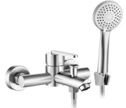 Змішувач для ванної кімнати Rea Ontario одноважільний з душовим гарнітуром нікель REA-B5514