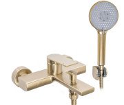 Змішувач для ванної кімнати Rea Verso одноважільний з душовим гарнітуром матове золото REA-B6565