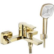 Змішувач для ванної кімнати Rea Argus одноважільний з душовим гарнітуром золото REA-B6409