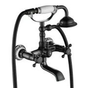 Змішувач для ванної кімнати Rea Rustico двовентильний з душовим гарнітуром чорний REA-B0701