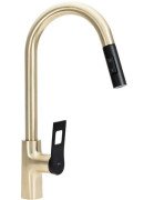 Смеситель для кухни Rea Soul однорычажный с выдвижной лейкой матовое золото REA-B6205