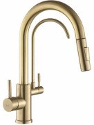 Смеситель для кухни Rea Eco Fresh под фильтр с выдвижной лейкой матовое золото REA-B7596