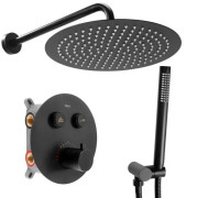 Душова система прихованого монтажу Rea Lungo з чорним термостатом REA-P8549