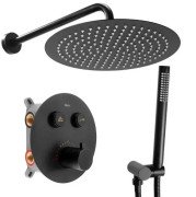 Душевая система скрытого монтажа Rea Lungo c термостатом черный REA-P8549