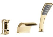 Змішувач на борт ванни Rea Riven одноважільний із душовим гарнітуром золото REA-B0497