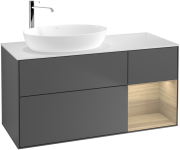 Тумба під раковину Villeroy & Boch Finion 120х50,1 см з підсвічуванням антрацит матовий лак/скло біле матове G931PCGK