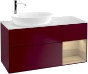 Тумба під раковину Villeroy & Boch Finion 120х50,1 см з підсвічуванням МДФ півонія матовий лак/скло біле матове G931PCHB